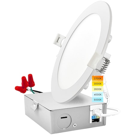 Luxrite 6 Inch Ultra Thin LED Recessed Downlight 5 CCT Selectable 2700K-5000K 12W 1000LM Dimmable LR23761-1PK